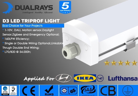 20W Triproof LED Tüp Işık 5ft Beyaz PC Kapak Projeniz İçin İç Aydınlatma