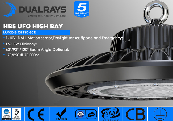 Dualrays UFO LED Yüksek Bay Işık 50/60Hz Süpermarketler için Alüminyum Döküm 140LPW