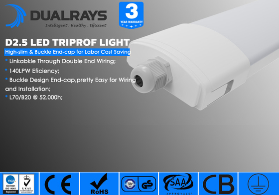 Endüstriyel IP66 LED Tri Proof Light Acil Durum 0-10V DALI Karartma Opsiyonel CCT3000K-6500K