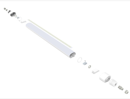 Depo Uygulanan 1200mm Led Tri Proof Işık 160LPW 40W Full PC Muhafaza Uzun Ömürlü