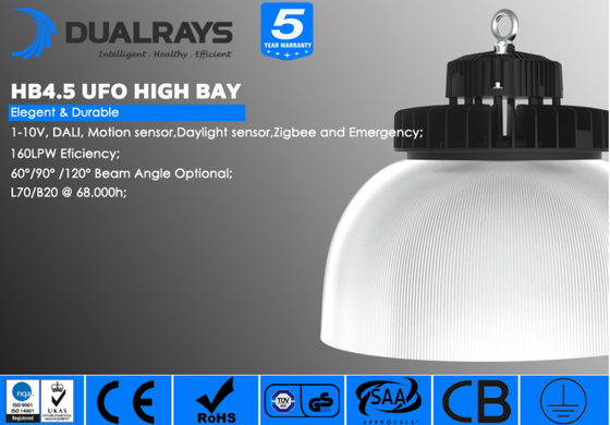 Dualrays 100W HB4.5 LED Yüksek Bay Işık 17000LM IP65 IK08 UFO Ticari Aydınlatma