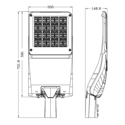 150W LED Dış Mekan Düz Sokak Lambası IP66 ve 50000hrs Ömrü