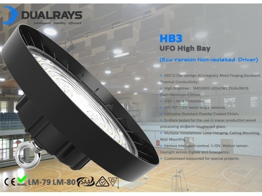 DUALRAYS Dahili Sürücü İnce Tasarım UFO LED Yüksek Bay Işık Distribütör Toptancı ve Online Mağazalar için Ekonomik