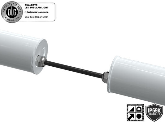 1.5m 60W IP69K IK10 TB7 LED Boru Tipi Işık, 3 veya 5 kablo geçişli bağlantı ve DIP Anahtarlı Güç/3CCT/3 Faz Değişimi ile Kimyasal Tesisler için