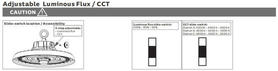 HB3 DIP Aktarılabilir Güç ve 3CCT UFO LED Yüksek Körfez Işığı 150W 192LPW 20W/30W@3HRS Acil Durum