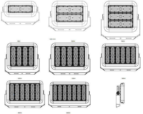 Doğa Sporları Aydınlatma 600W 150LPW Led Futbol Projektörleri 150LPW Yüksek Verimlilik