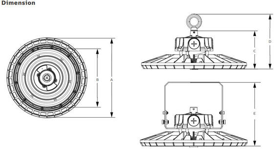 Ekonomik Tip HB2 DIP Değiştirilebilir Güç ve 3CCT UFO LED Yüksek Tavan Işığı 100W 170LPW Online Alışverişe Uygun