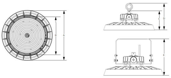 80W 100W 120W DUALRAYS AYDINLATMA HB5 UFO LED Yüksek Tavan Işığı 200lm/W IP65 IK08 LiteOn 5050 6500K Depo Aydınlatması 7 Yıl Garanti
