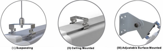 DIP Değiştirilebilir D5 LED Üçlü Korumalı Işık 40W Üç Renkli 5ft Beyaz PC Kapağı