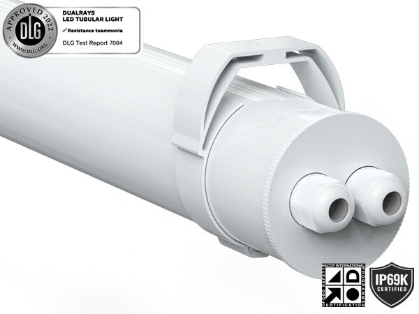 1.5m 60W IP69K IK10 TB7 LED Boru Tipi Işık, 3 veya 5 kablo geçişli bağlantı ve DIP Anahtarlı Güç/3CCT/3 Faz Değişimi ile Kimyasal Tesisler için