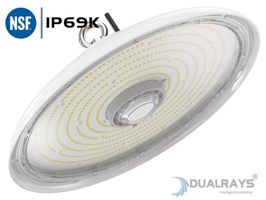 Güçlü Beyaz Muhafaza 100W UFO LED Yüksek Bay Işık IP69K IK10 140LPW Gıda Endüstrisi
